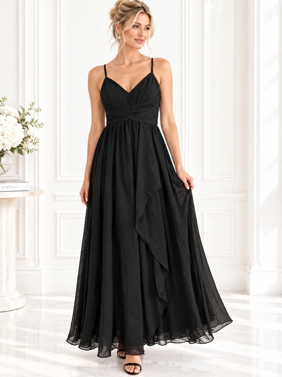 Dresses & Skirts - Black Formal Maxi Evening Gown Adjustable Straps Size 10